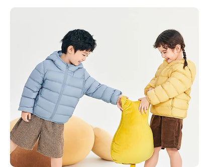 Doudoune Légère Enfant en Duvet de Canard Blanc, Nouveau Style Hiver, Manteau Court à Capuche pour Garçons et Filles, Vêtement d'extérieur pour Tout-petits