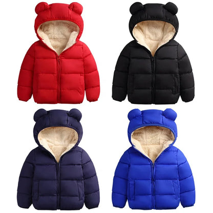 2022 Baby Kids Jacket Thick Winter Jackets Fleece Jacket Girls Hooded Outerwear Coats for Girls Windbreaker Children Clothes