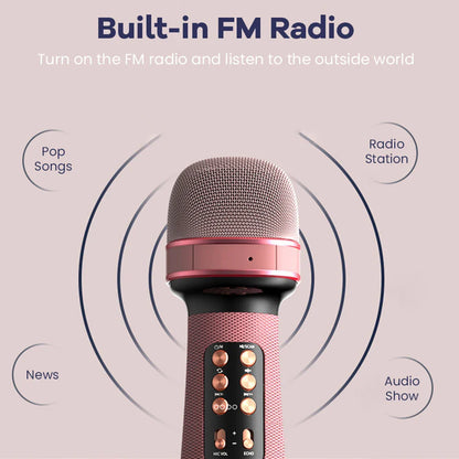 ALLOYSEED Karaoke Wireless Bluetooth-Compatible Microphone Handheld Music Singing Mic+FM+Voice Changing Audio Speaker Player