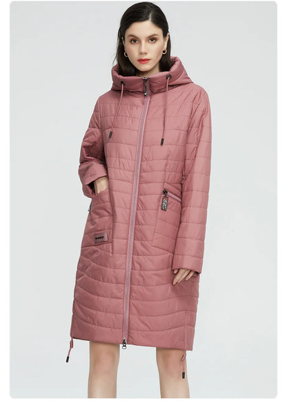 GASMAN 2022 Spring Autumn Jacket Women fashion casual long parka coat padded female stand-up Collar hooded ladies jackets 81858