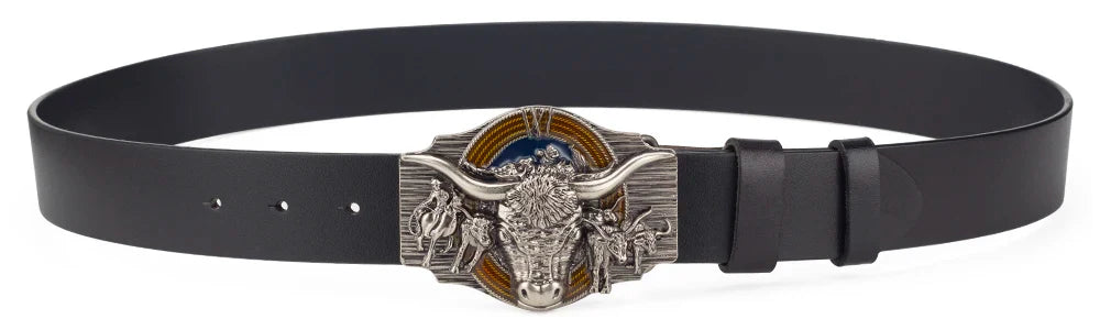 Tauren Ancient Silver Belt Buckle Metal Smooth Buckle 4.0 Cowboy for Men