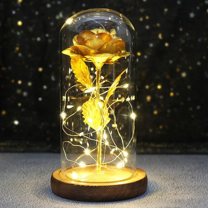 Fleurs lumineuses LED enchantées avec la Belle et la bête, dôme de roses décoratif pour mariage, saint-valentin, cadeau de fête des mères