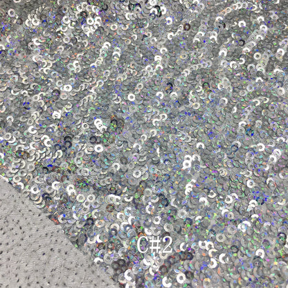 Tissu brodé haute qualité RX258 en satin, mat, haute densité, pailleté, 3mm, 13 coloris, base blanche