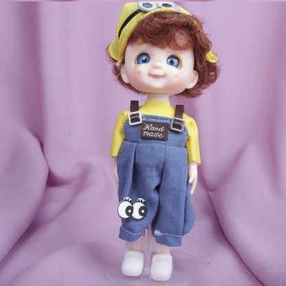Blue Eyes16cm BJD Doll 13 Moveable Joint Dolls Boy Short Hair BJD Dolls Muilt-type Face Make Up Toy Cartoon Dress Girls  Dolls