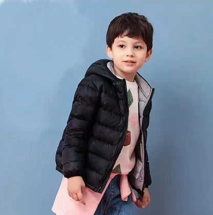 Doudoune Légère Enfant en Duvet de Canard Blanc, Nouveau Style Hiver, Manteau Court à Capuche pour Garçons et Filles, Vêtement d'extérieur pour Tout-petits