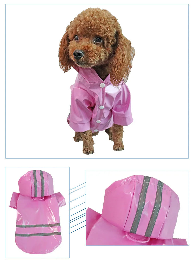 Vêtements pour chiens, vestes imperméables, imperméables à capuche avec bande réfléchissante, vêtements respirants d'extérieur pour chiots