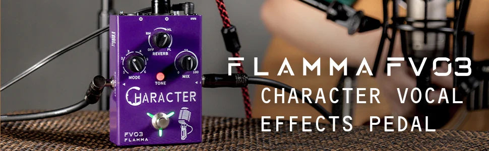 FLAMMA FV03 Processeur d'effets vocaux de caractères 6 modes de caractères avec effets de réverbération Alimentation fantôme 48 V