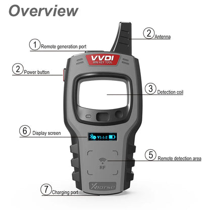 Xhorse VVDI Mini Key Tool Programmateur de clé à distance Version mondiale Possibilité de choisir la puce Super XNDS00EN ID48 Chip 4D 4C Chip
