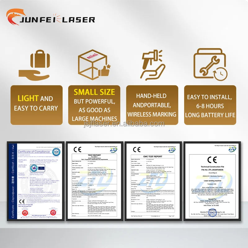 Machine de marquage laser UV portable JUNFEI 20W/30W/50W Mini graveur laser Refroidissement par air pour métal Prend en charge DXF PLT BMP pour verre