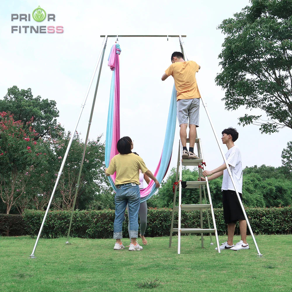 Alloy Magnesium Adjustable Portable Yoga Hammock Stand Aerial Platform Silver Frame with Carry Bags Recommended 3.4m