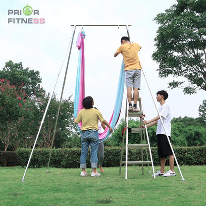 Alloy Magnesium Adjustable Portable Yoga Hammock Stand Aerial Platform Silver Frame with Carry Bags Recommended 3.4m