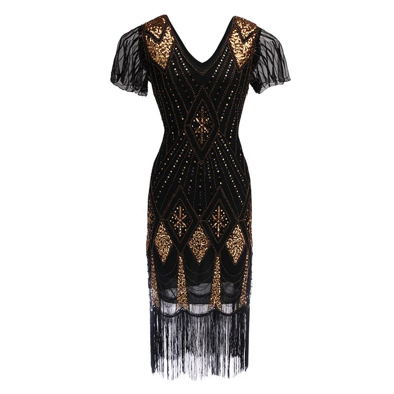 Robe Femme Roaring 1920s Flapper Dress Gatsby Party Charleston Sequined Cocktail Weeding Beaded Tassel Dresses Banquet Costumes