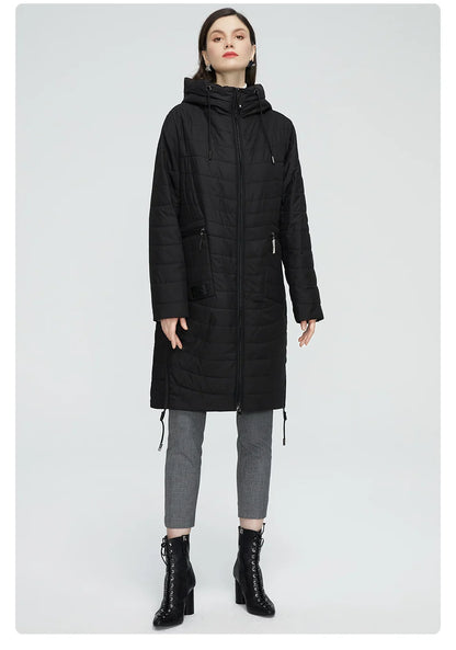 GASMAN 2022 Spring Autumn Jacket Women fashion casual long parka coat padded female stand-up Collar hooded ladies jackets 81858