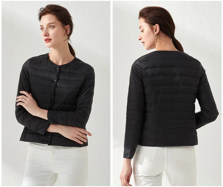 2024 New Spring Winter Women Liner Warm Down Jackets Ultralight Collarless Portable Female Padded Parkas O-Neck Puffer Overcoat