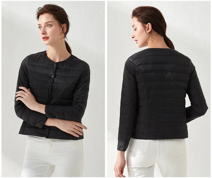 2024 New Spring Winter Women Liner Warm Down Jackets Ultralight Collarless Portable Female Padded Parkas O-Neck Puffer Overcoat