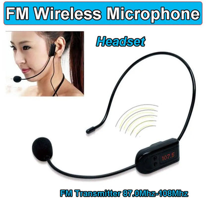 Microphone sans fil FM portable, casque, Radio, mégaphone, pour haut-parleur, enseignement des réunions, Guide touristique, conférences