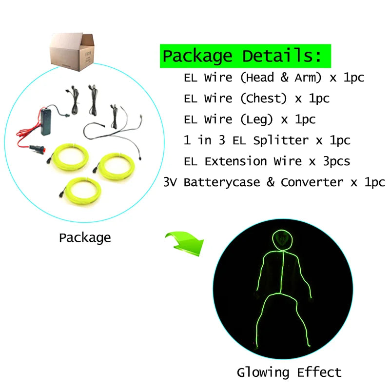 EL Suits Nouveauté Mode Vêtements LED/EL Costumes Lumineux Accessoires de Danse Lumineux Vêtements Hommes pour Décoration DIY de Vacances Vente Chaude