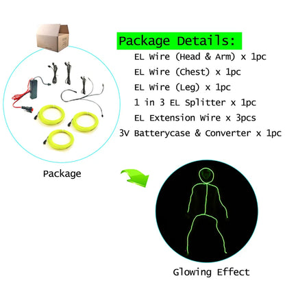 EL Suits New Fashion LED/EL Clothes Luminous Costumes Glow Dance Supplies Light Clothing Men For Holiday DIY Decoration Hot Sale