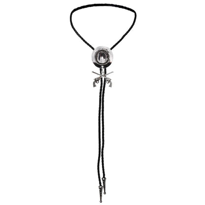 Chapeau de cowboy occidental à double pistolet, cravate bolo, accessoires de mode, cravate bolo en métal