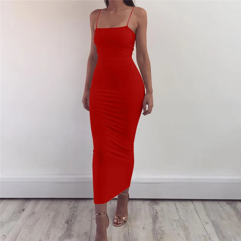 Spaghetti Strap Backless Sexy Long Dress Party Off Shoulder Strapless Summer Maxi Dress Black Bodycon Dress Women vestido robe