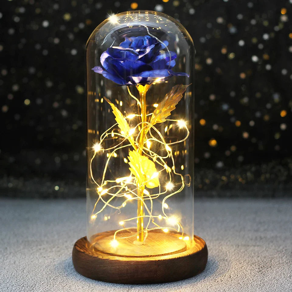Fleurs lumineuses LED enchantées avec la Belle et la bête, dôme de roses décoratif pour mariage, saint-valentin, cadeau de fête des mères