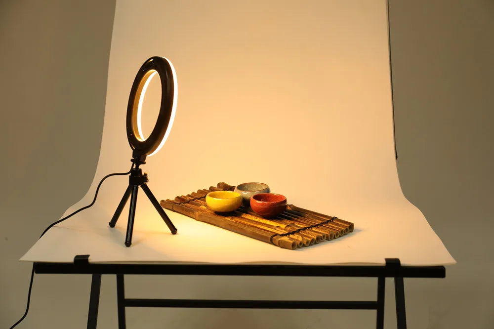 Mini Anneau Lumineux LED de 6 Pouces, Lampe Vidéo de Bureau, Prise USB, Éclairage de Photographie pour Youtube, Live, Vlog, Studio de Maquillage