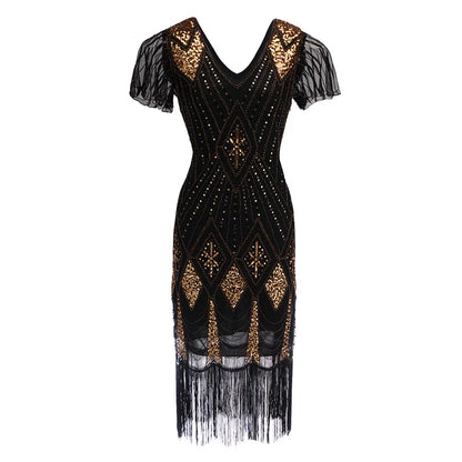 Robe Femme Roaring 1920s Flapper Dress Gatsby Party Charleston Sequined Cocktail Weeding Beaded Tassel Dresses Banquet Costumes