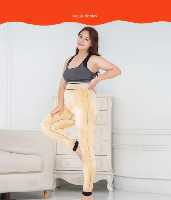 Leggings doublés en polaire, pantalon en cachemire épais, Super chaud, surdimensionné, hiver, ouc581