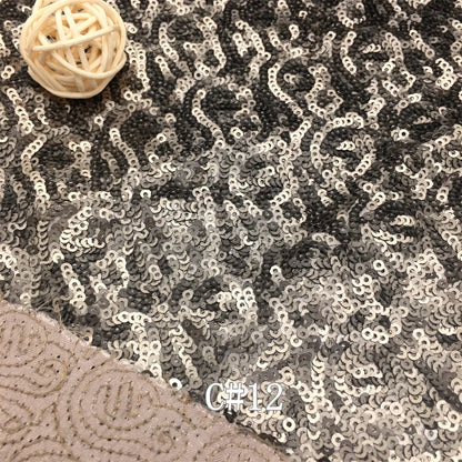 Tissu brodé haute qualité RX258 en satin, mat, haute densité, pailleté, 3mm, 13 coloris, base blanche