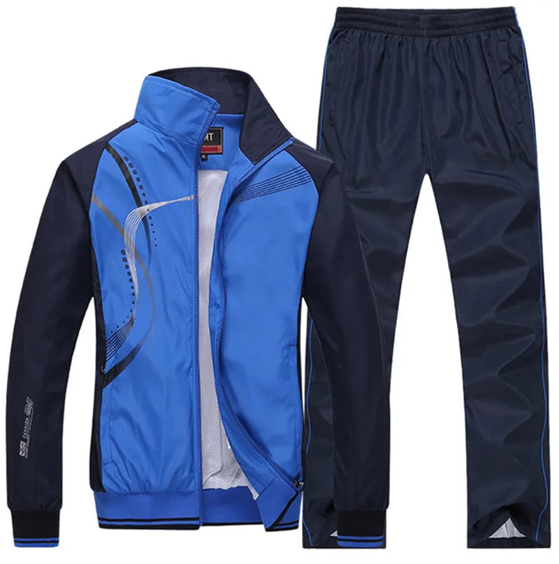 Ensemble de survêtement pour homme, collection printemps-automne, imprimé, 2 pièces : veste et pantalon, tenue de sport décontractée.