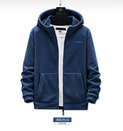 Plus Size L-8XL Men's Fleece Sweater Outdoor 2023 Autumn Polar Fleece Cardigan hooded Outside Zip Hoodies Sweatshirts Coat