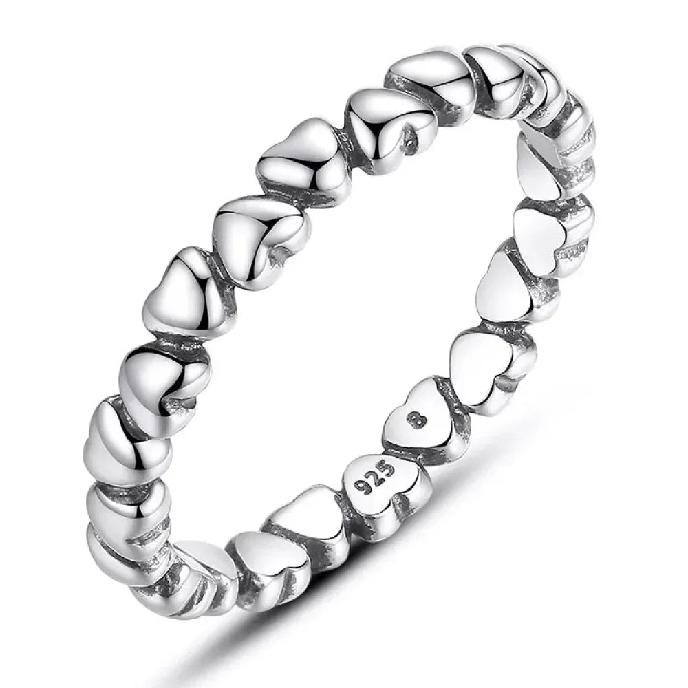 925 Sterling Silver Star & Heart Band Ring