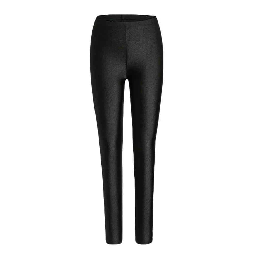 Automne hiver épais Leggings mode solide mince pantalon dame polaire chaud Leggings décontracté noir brillant taille haute Leggings