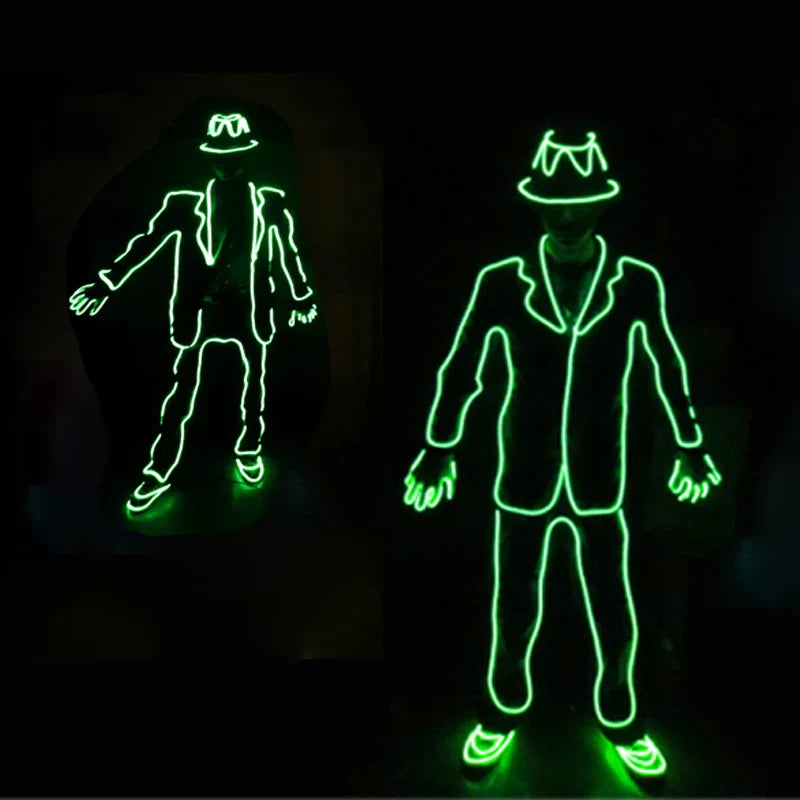 EL Suits Nouveauté Mode Vêtements LED/EL Costumes Lumineux Accessoires de Danse Lumineux Vêtements Hommes pour Décoration DIY de Vacances Vente Chaude
