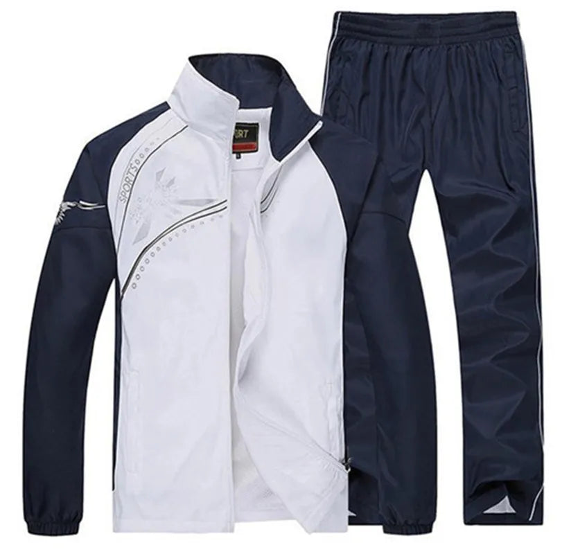 Ensemble de survêtement pour homme, collection printemps-automne, imprimé, 2 pièces : veste et pantalon, tenue de sport décontractée.