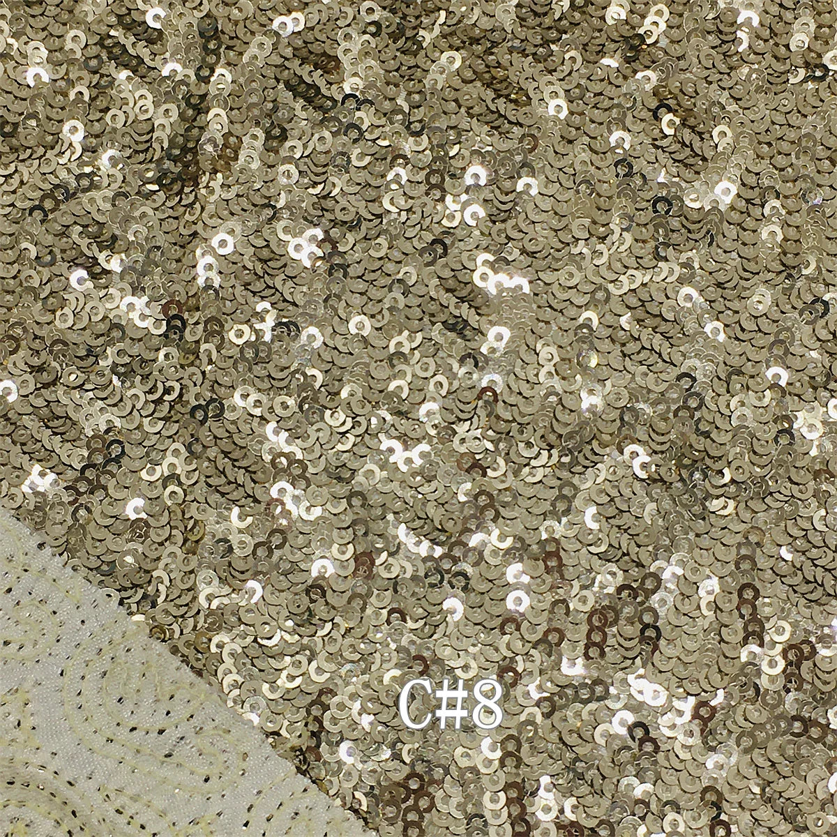 Tissu brodé haute qualité RX258 en satin, mat, haute densité, pailleté, 3mm, 13 coloris, base blanche