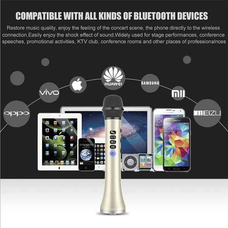 Lewinner L-698 Wireless Karaoke Microphone Bluetooth Speaker 2in1 Handheld Sing & Recording Portable KTV Player for iOS/Android