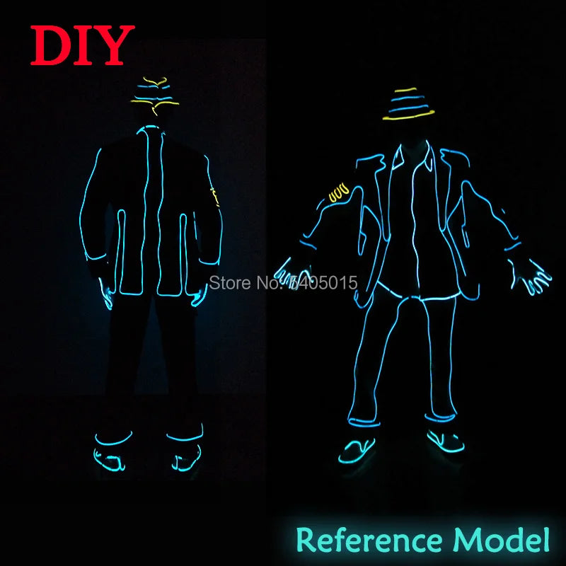 EL Suits New Fashion LED/EL Clothes Luminous Costumes Glow Dance Supplies Light Clothing Men For Holiday DIY Decoration Hot Sale