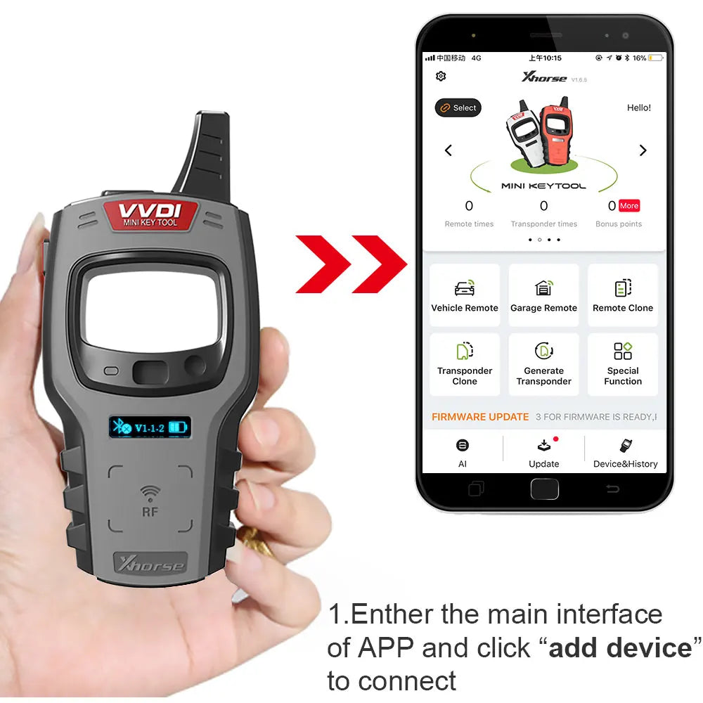 Xhorse VVDI Mini Key Tool Programmateur de clé à distance Version mondiale Possibilité de choisir la puce Super XNDS00EN ID48 Chip 4D 4C Chip