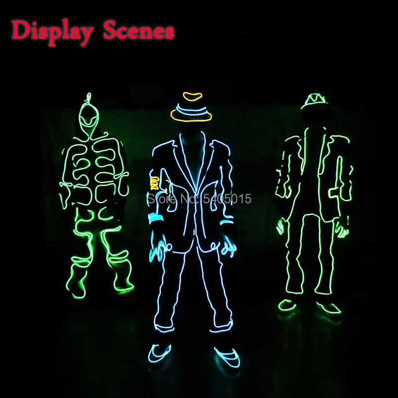 EL Suits Nouveauté Mode Vêtements LED/EL Costumes Lumineux Accessoires de Danse Lumineux Vêtements Hommes pour Décoration DIY de Vacances Vente Chaude