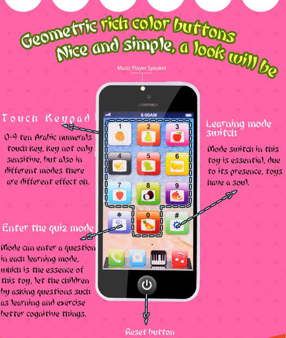 Téléphone de simulation pour enfants, jouet musical éducatif précoce, apprentissage de l'anglais, portable avec lumière et son, jouet vocal