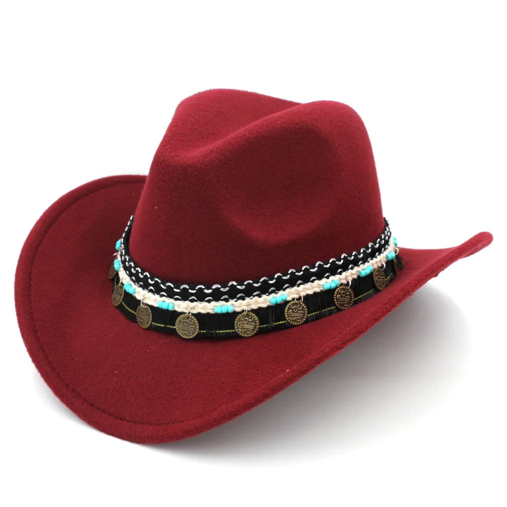 Chapeau de cowboy occidental pour hommes et femmes, casquette de costume de cow-girl à large bord pour église, mariage, fête, Halloween, casquettes fedoras d'extérieur