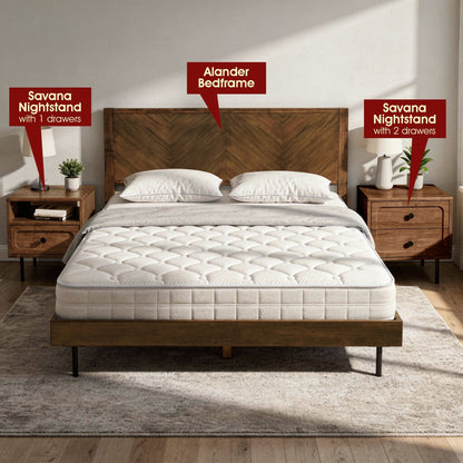 Savana 2 - Drawer Solid Wood Nightstand