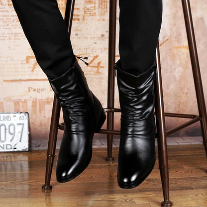 italian brand designer cowboy boots for men casual motorcycle boot black autumn winter shoes genuine leather botas masculinas