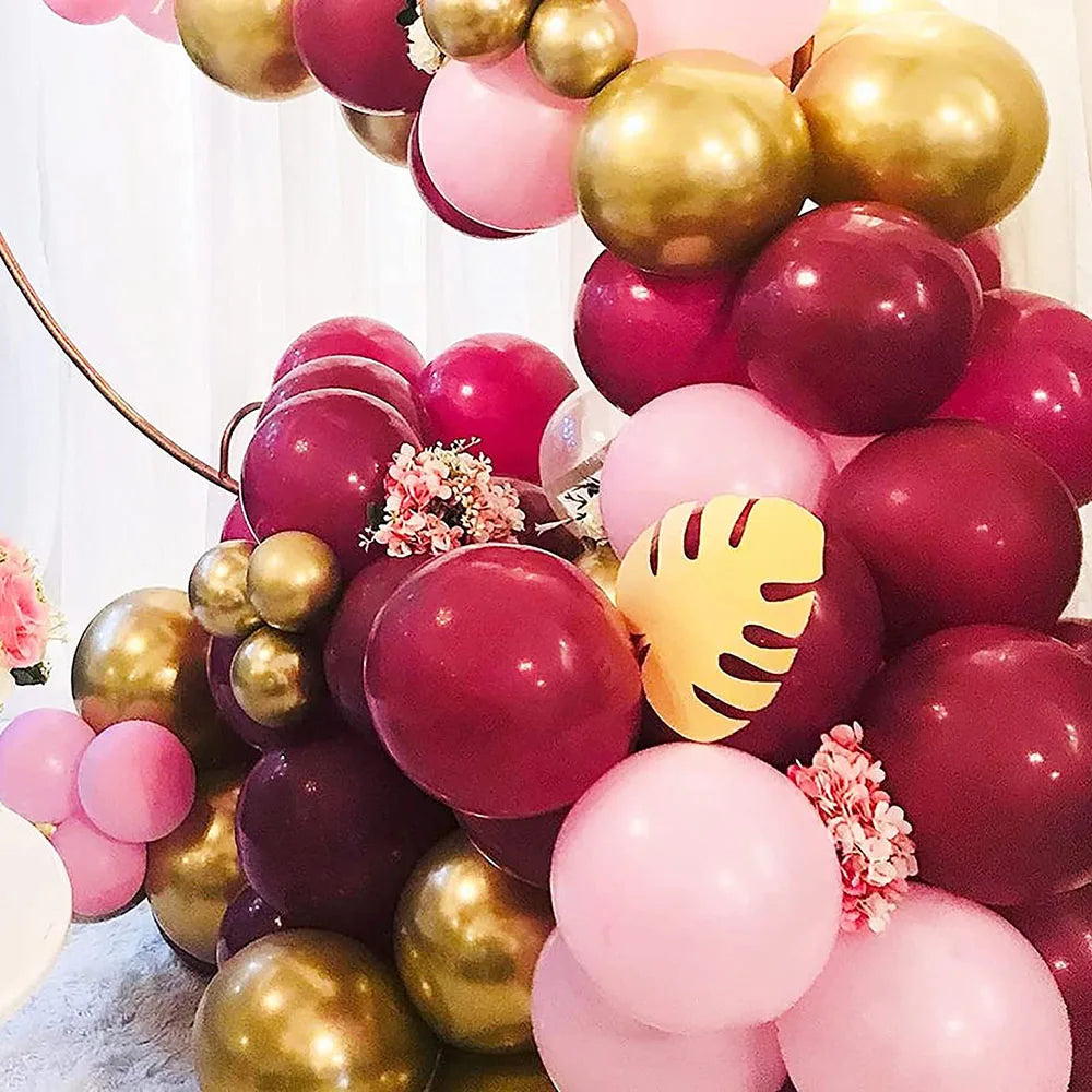 Kit de guirlande de ballons rouge vin bordeaux, arc de ballons en or rouge, guirlande de ballons de noël, décor de noël, décor de saint-valentin