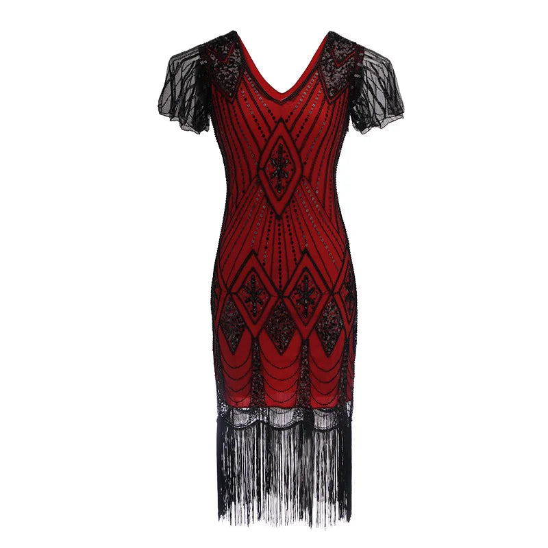 Robe Femme Roaring 1920s Flapper Dress Gatsby Party Charleston Sequined Cocktail Weeding Beaded Tassel Dresses Banquet Costumes