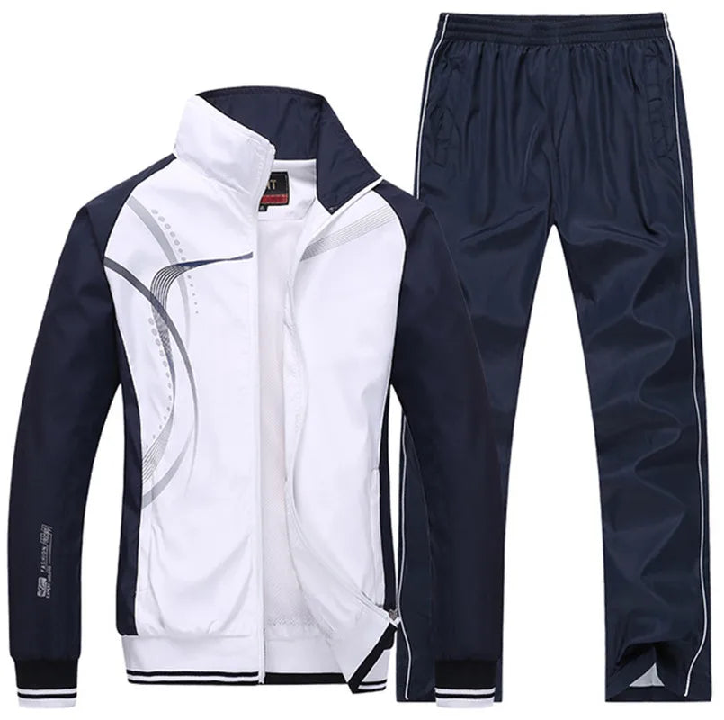 Ensemble de survêtement pour homme, collection printemps-automne, imprimé, 2 pièces : veste et pantalon, tenue de sport décontractée.