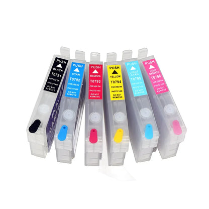 79 T0791-T0796 Empty Refillable Ink Cartridge For Epson Artisan 1430 Stylus Photo 1400 PX700W PX800FW P50 PX830FWD Printers