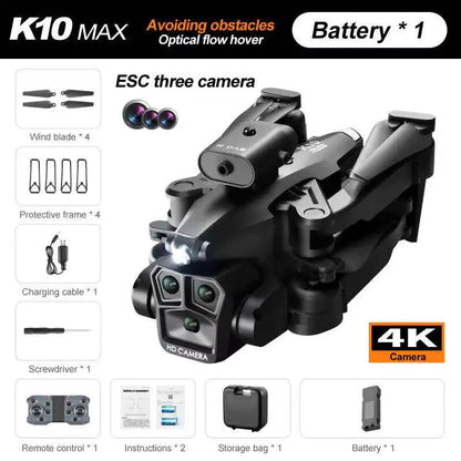 K10 Max Hot Sale Low Price High Quality Mini Foldable Three Camera Professional RC Beginner Drone Quadcopter Kids Gift Toy