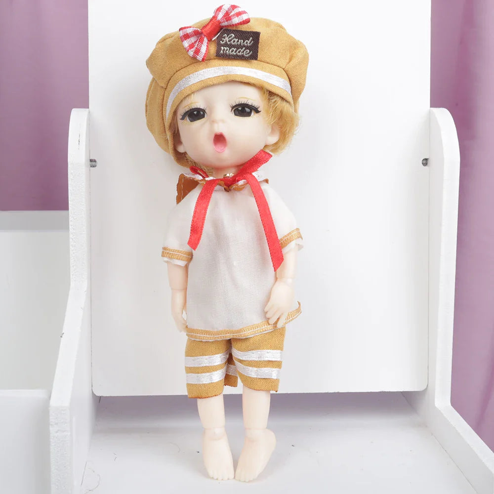 Blue Eyes16cm BJD Doll 13 Moveable Joint Dolls Boy Short Hair BJD Dolls Muilt-type Face Make Up Toy Cartoon Dress Girls  Dolls